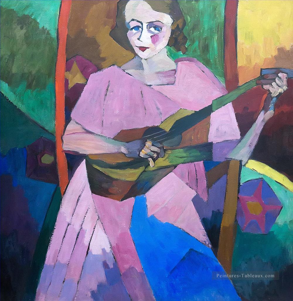 Femme avec guitare Aristarkh Vasilevich Lentulov Peintures à l'huile